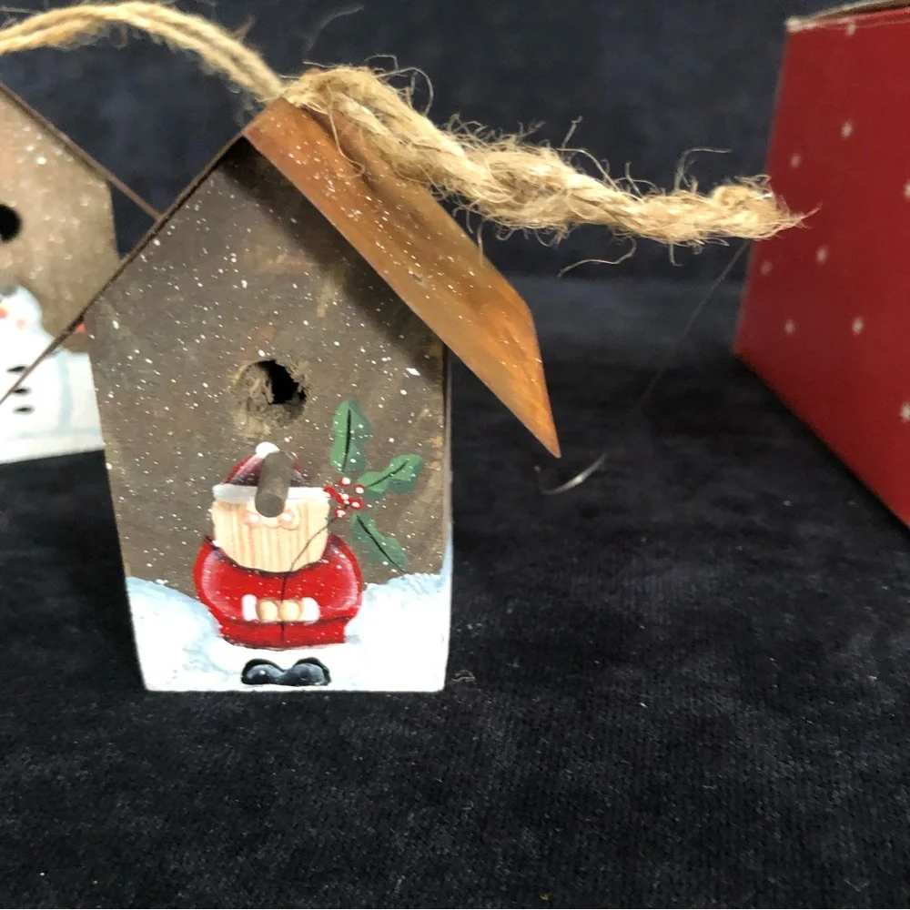 Rustic Birdhouse Ornaments (Set of 4)